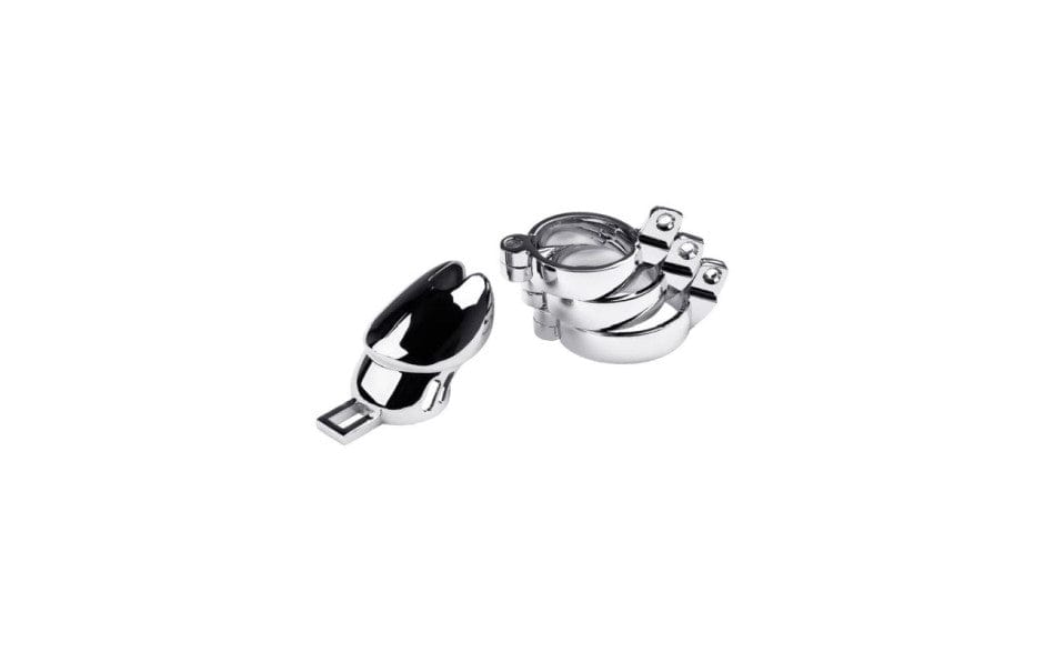 Silver Metal Chastity Cage Adjustable for Enhanced Dominance and Surrender