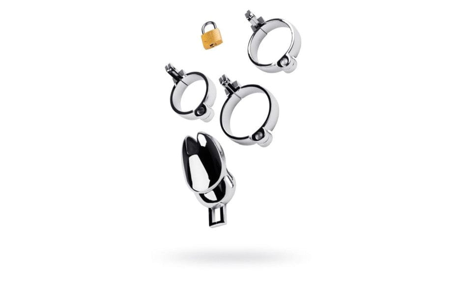Silver Metal Chastity Cage Adjustable for Enhanced Dominance and Surrender