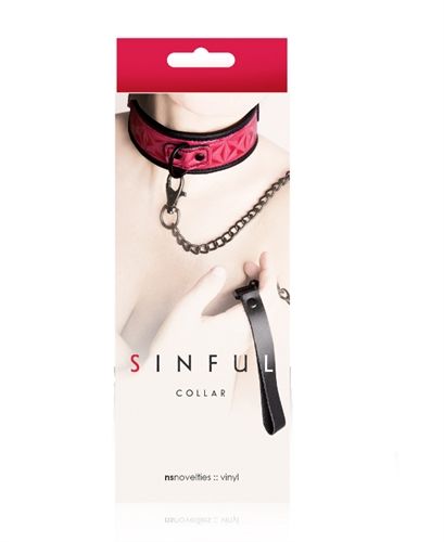 Sinful Collar (Pink) – Adjustable Vinyl Bondage Collar