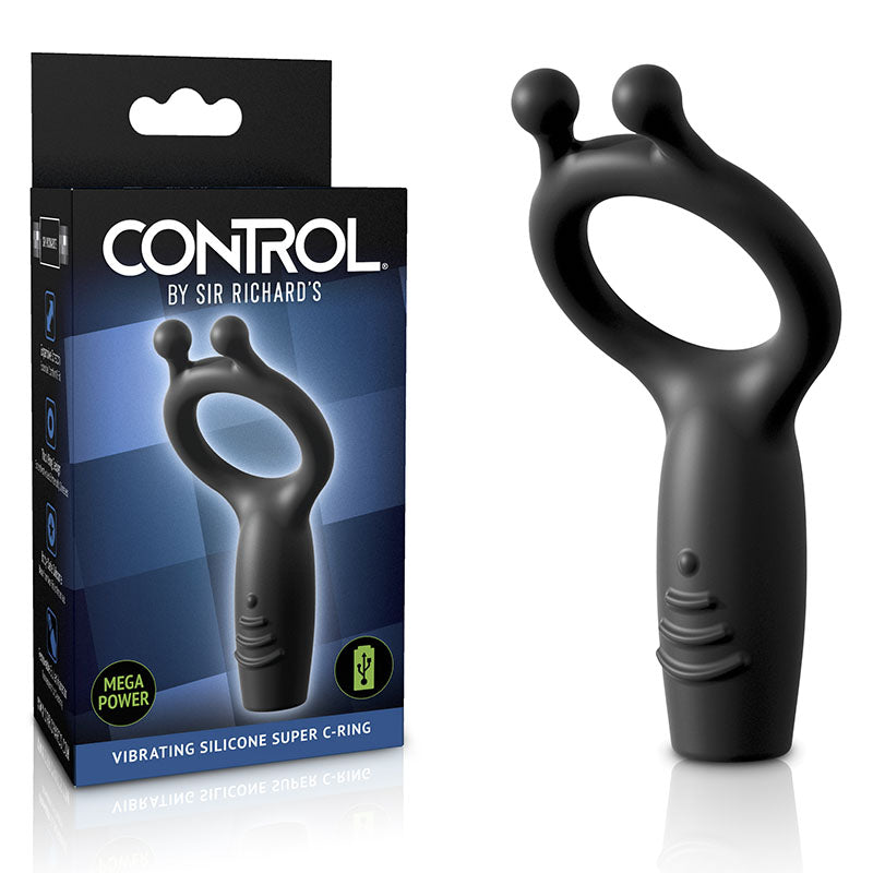 Sir Richards Vibrating Silicone Super C-Ring 4.8 Inch Grey Rechargeable