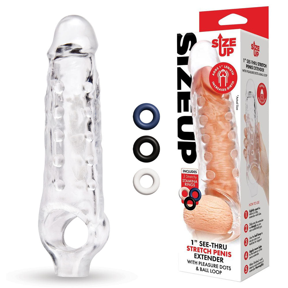 Size Up 1 Inch See Thru Stretch Penis Extender