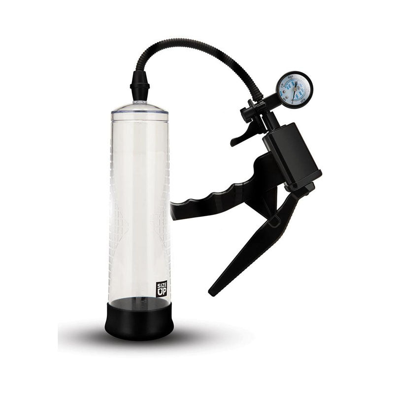 Size Up Ergonomic Trigger Penis Pump With Pressure Gauge - 8 Inch