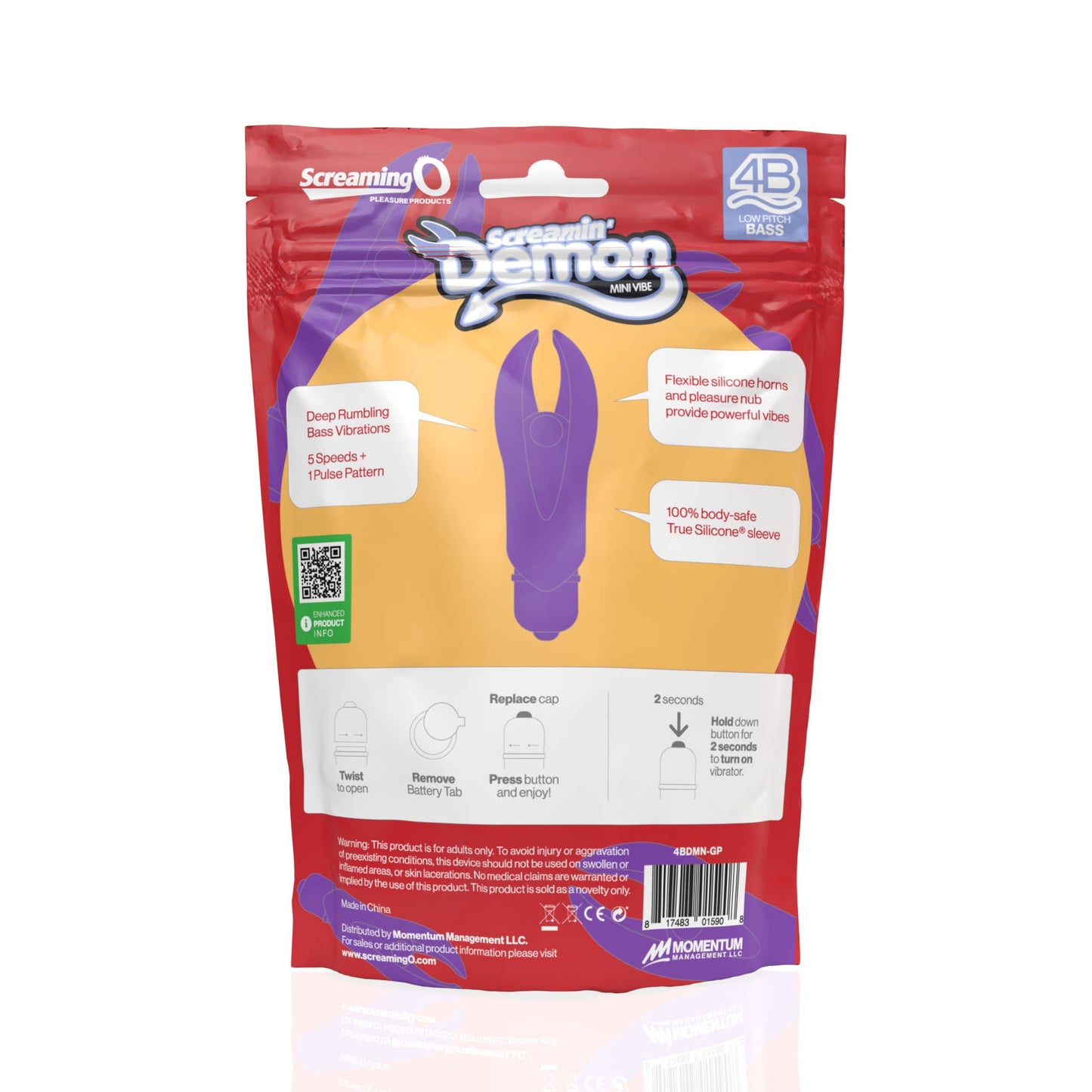 Demon 4B Low Pitch Bass – Deep-Rumbling 5-Speed Vibrator with Silicone Horns
