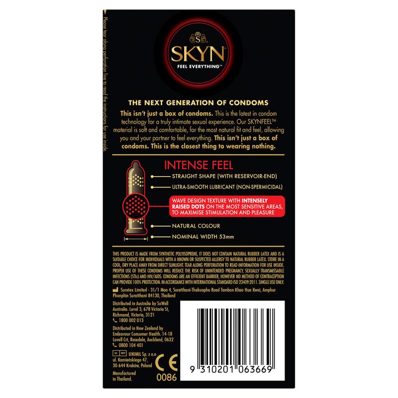 Skyn Intense Feel Condoms – Textured with Raised Dots 10 Pack