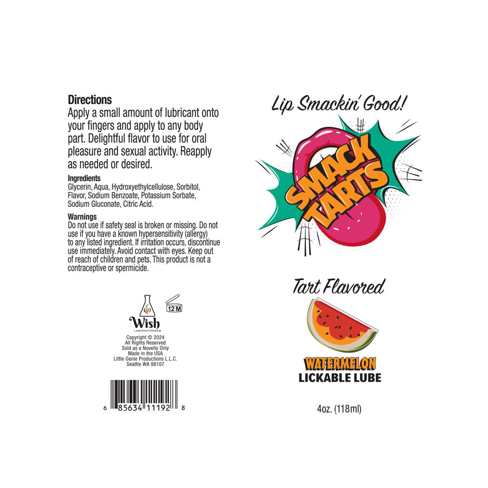 Smack Tarts Sour Watermelon Flavored Lubricant 120ml Tube