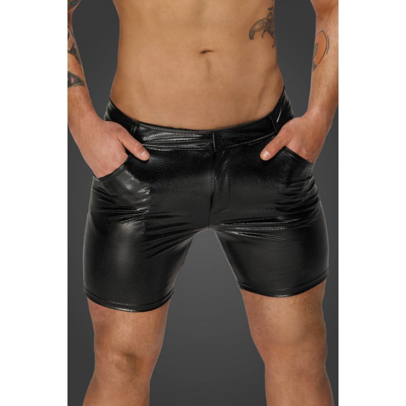 Snake Wetlook Mid-Length Shorts with Back Pockets for Men