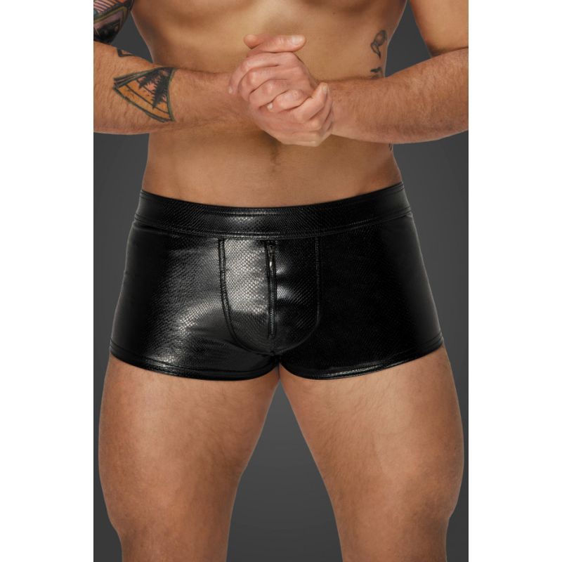 Snake Wetlook Short Shorts with Exotic Print