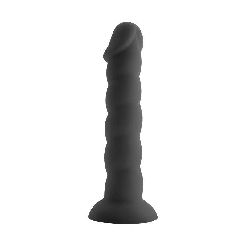 Spiral Cock Black Silicone Dildo - 19cm insertable