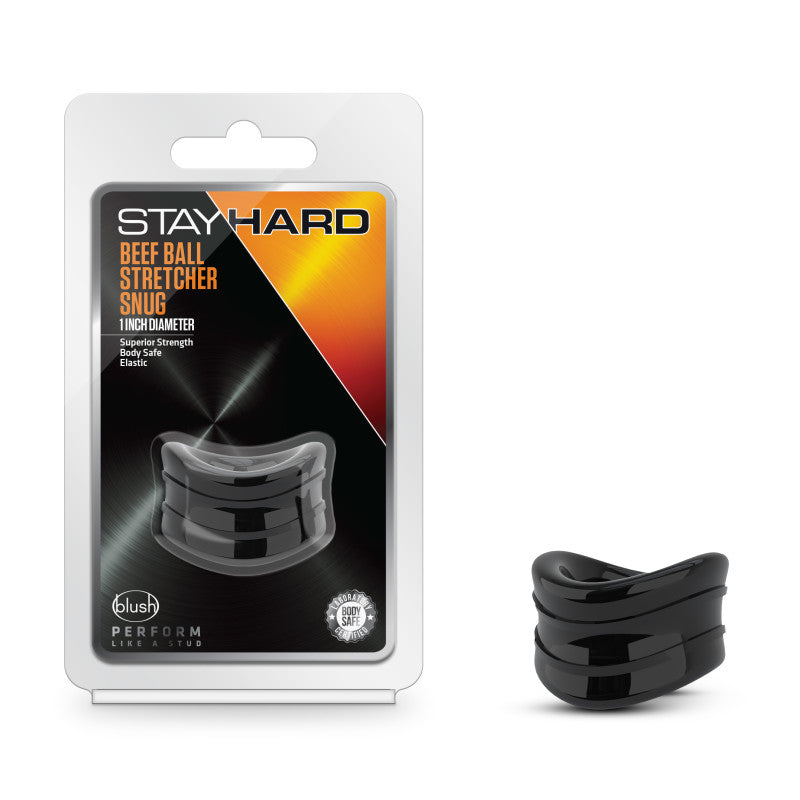Stay Hard Beef Ball Stretcher Snug 1 Inch Black