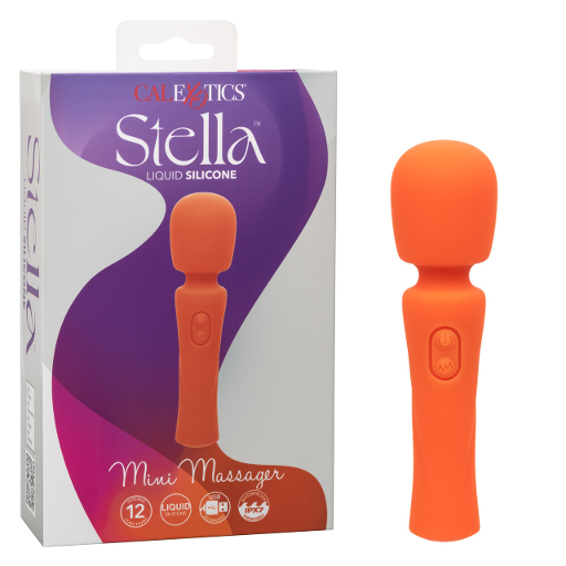 Stella Liquid Silicone Mini Massager Orange Waterproof with 12 Functions and Flexible Neck