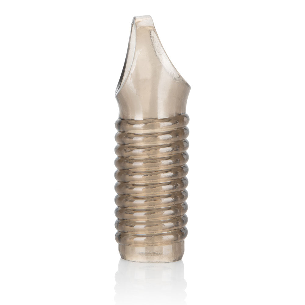 Stimulation Enhancer Smoke Ridged Thick Textured Sleeve with Scrotum Support Strap