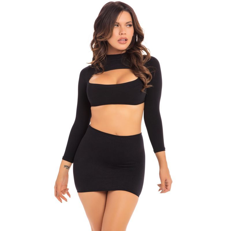 Stop and Stare Two Piece Skirt Set Black