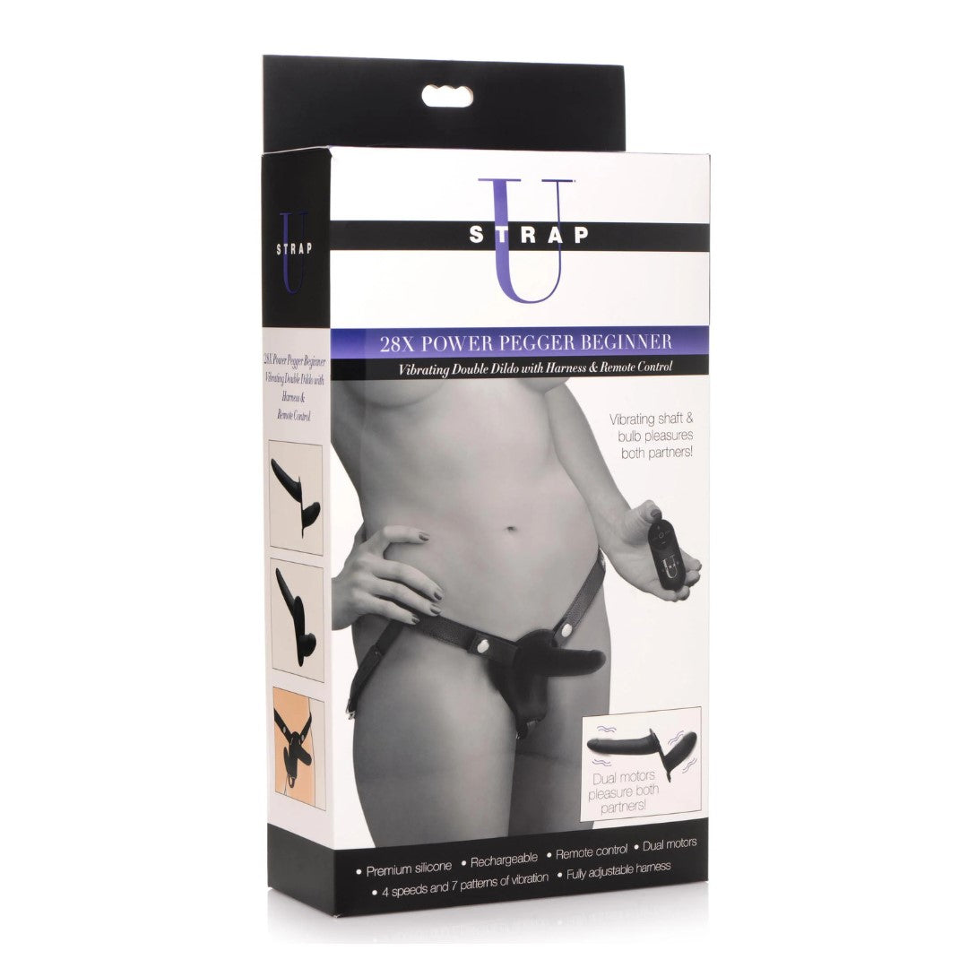 Strap U 28X Power Pegger Beginner Double Dildo with Harness and Remote Control 5.5" / 3.2" inches