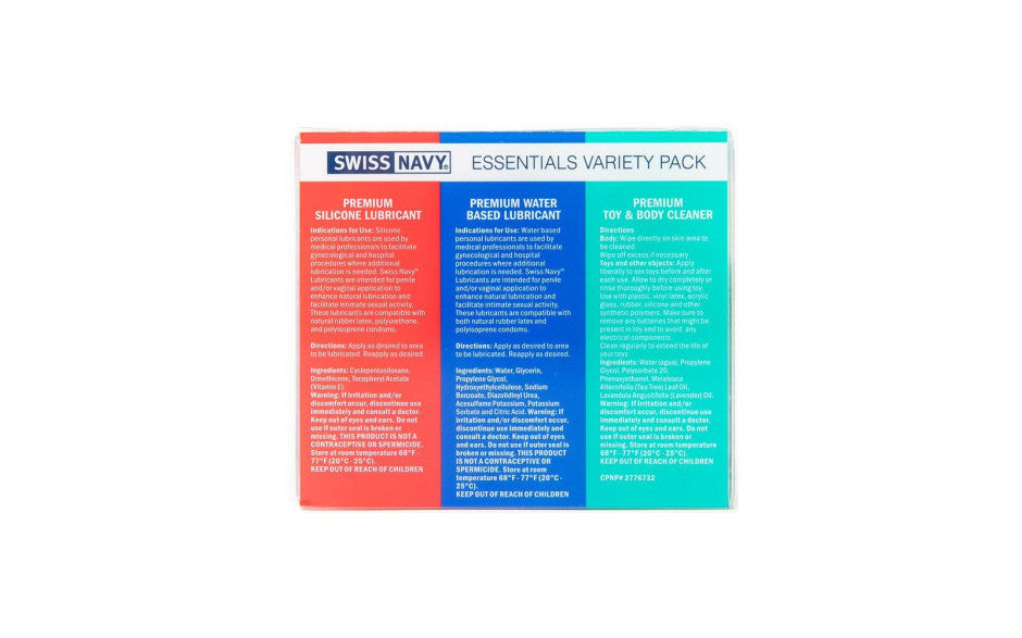Swiss Navy Essentials 30ml Lubricant Travel Kit 3 Piece Set