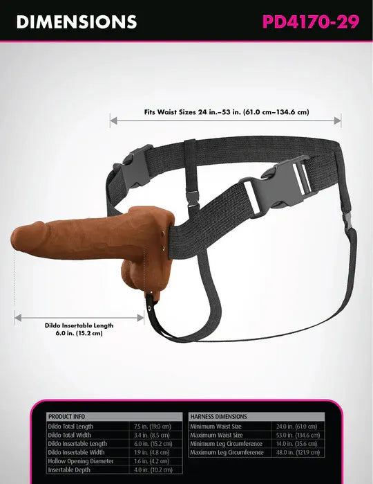 Fantasy X-Tensions Elite (Light) – 6 Inch Vibrating Hollow Silicone Strap-On
