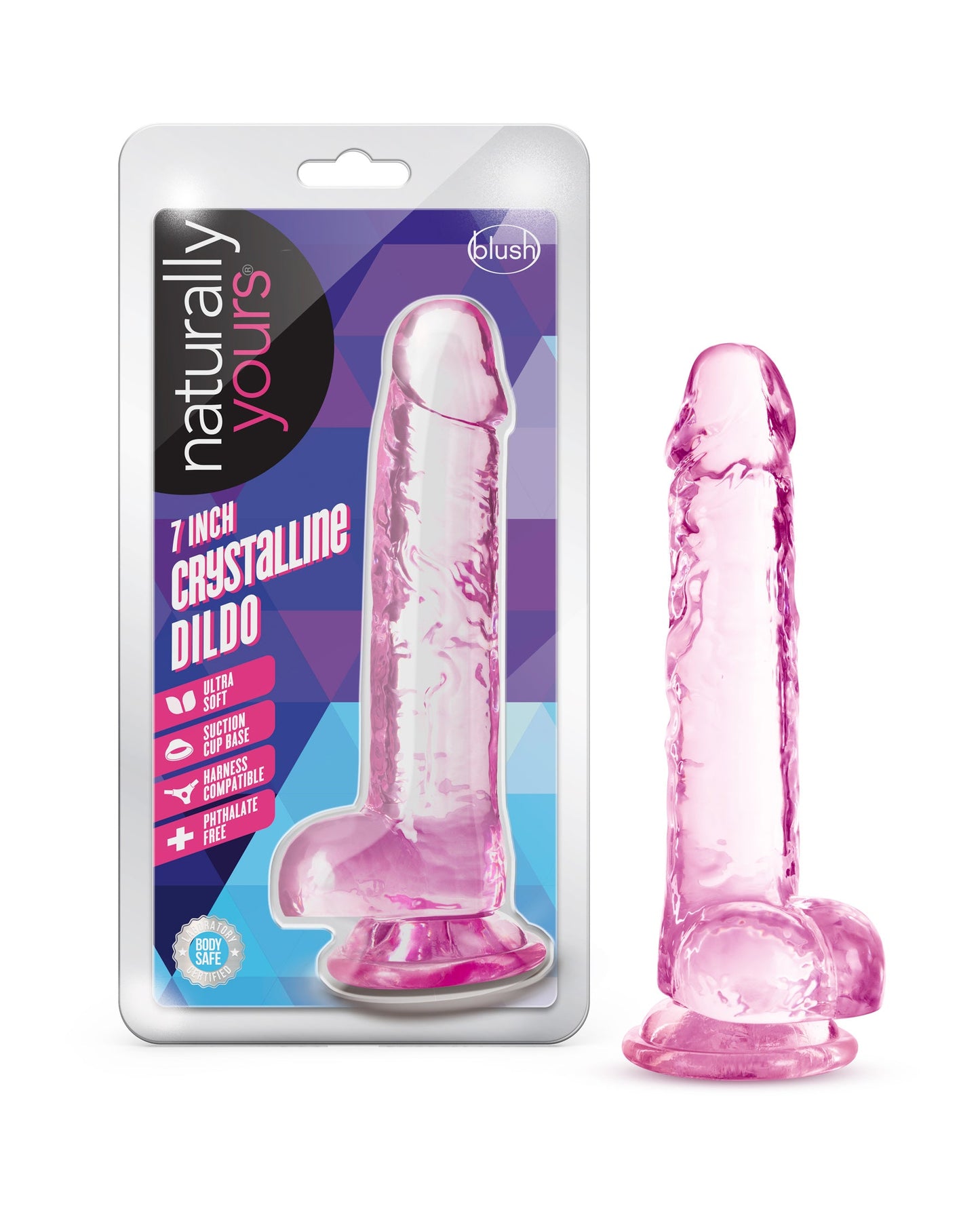 Naturally Yours Crystaline 7 Inch Dildo with Suction Cup Base