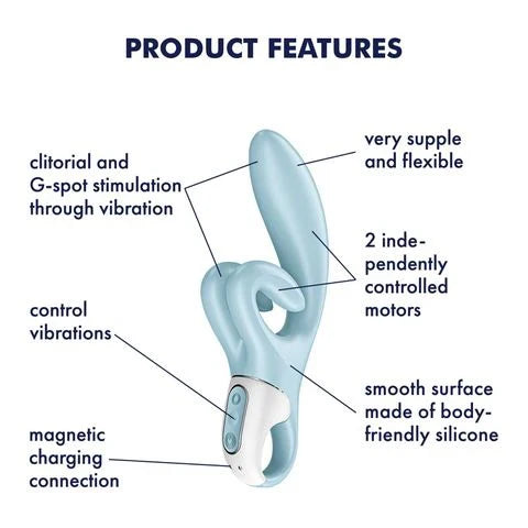 Satisfyer Touch Me Rabbit Vibrator Blue with Triple Motors and Waterproof Design