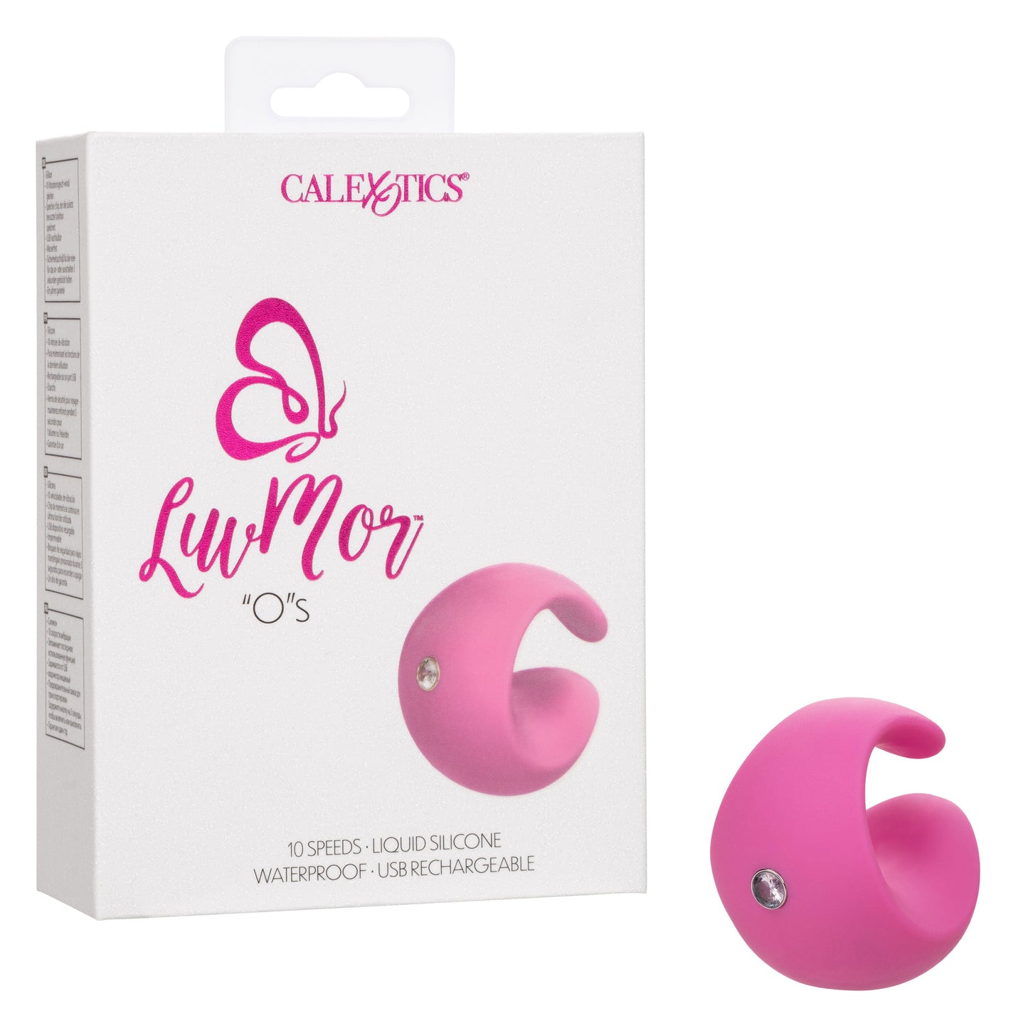LuvMor "O"s Pink Mini Curved Massager with 10 Speeds, Liquid Silicone, Rechargeable, Waterproof
