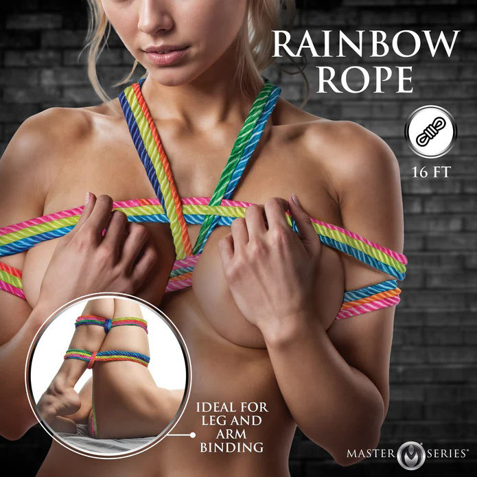 Rainbow Bondage Rope 16ft Neon Shibari Rope for BDSM Play