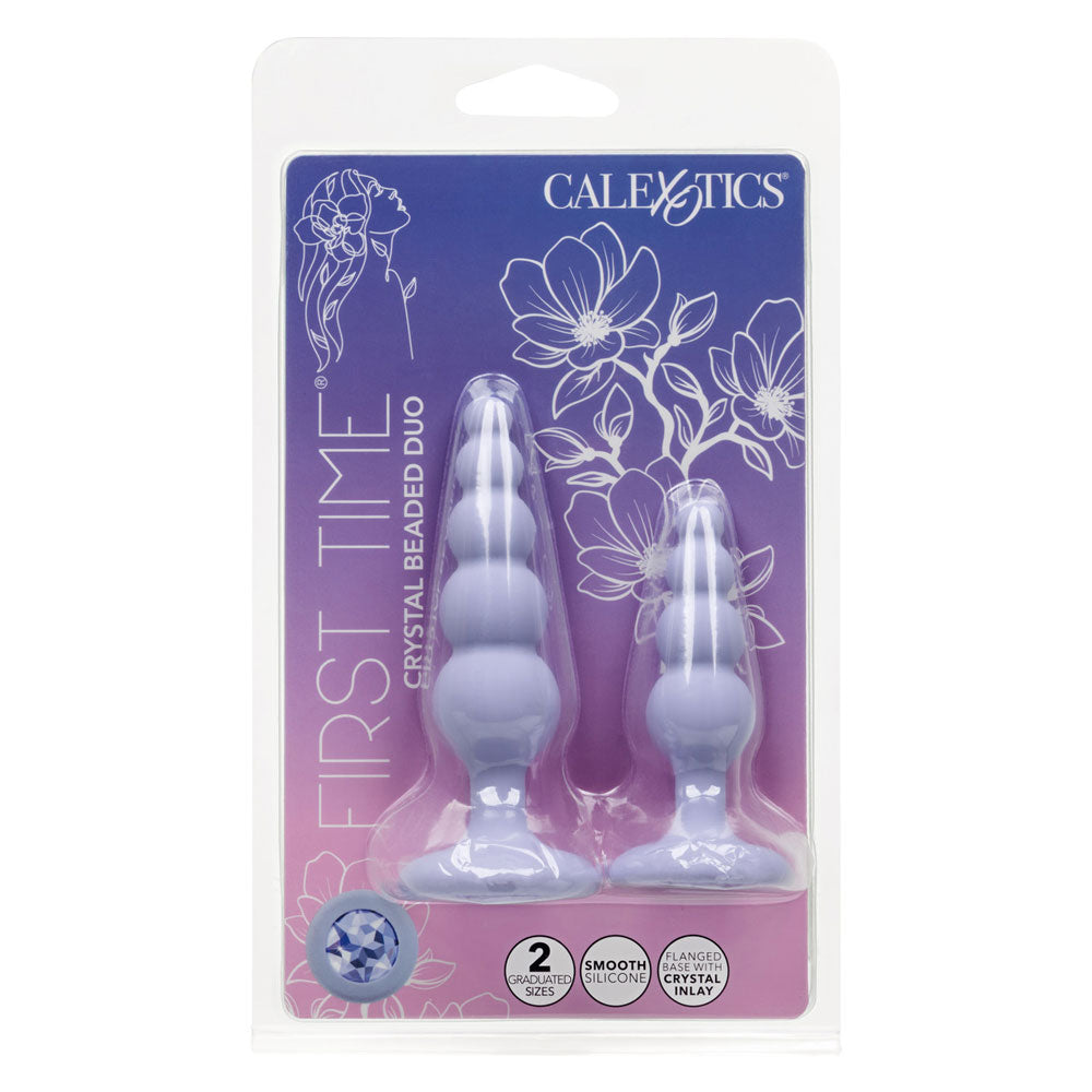 First Time Crystal Beaded Duo (Purple) – Beginner Beaded Anal Probe Set