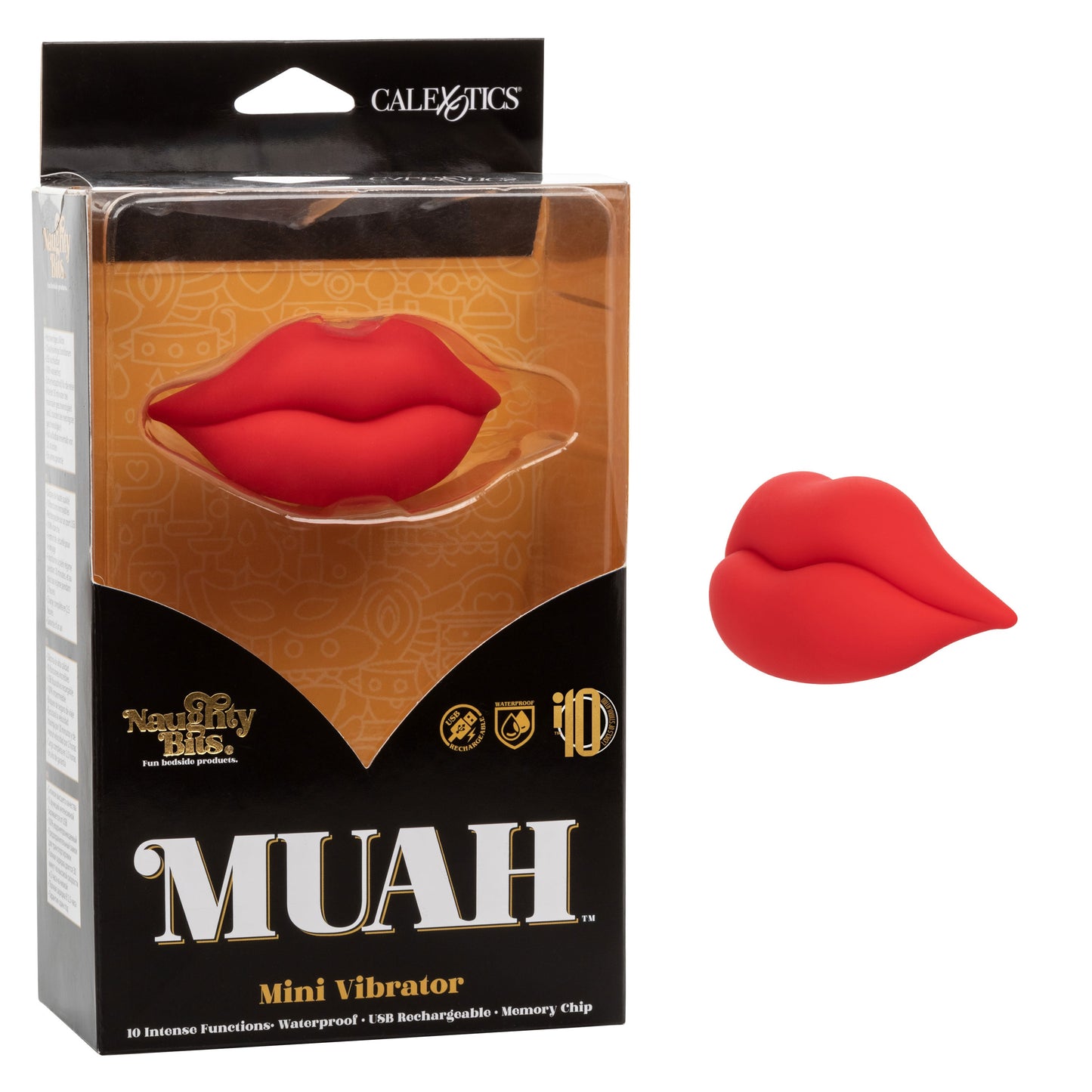 Naughty Bits MUAH Mini Red Lip-Shaped Silicone Vibrator 3.25 Inches Waterproof