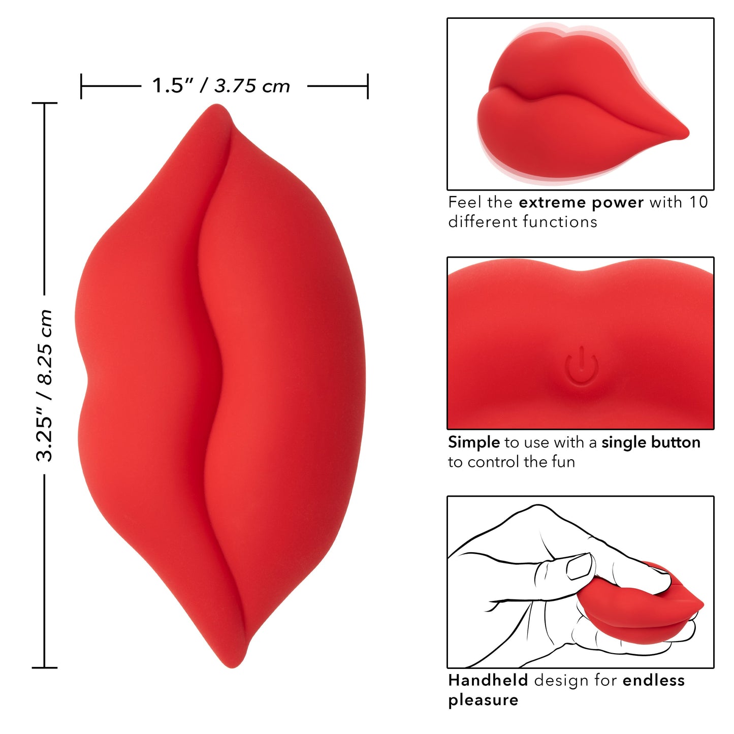 Naughty Bits MUAH Mini Red Lip-Shaped Silicone Vibrator 3.25 Inches Waterproof