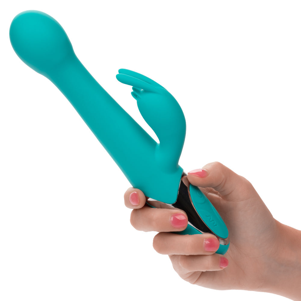 CalExotics Enchanted Oscillate Teal with Thrusting and Rotating, Rechargeable, Waterproof Silicone, 8.5 Inches