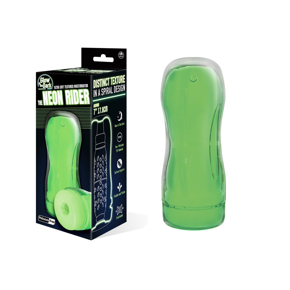 The Neon Rider Masturbator – Glow in the Dark Soft Flexible Masturbator 7 Inch