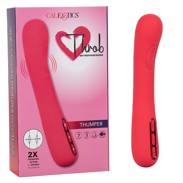 Throb Thumper Red Premium Silicone Massager with Dual Thumping Pads and 3-Speed Vibration
