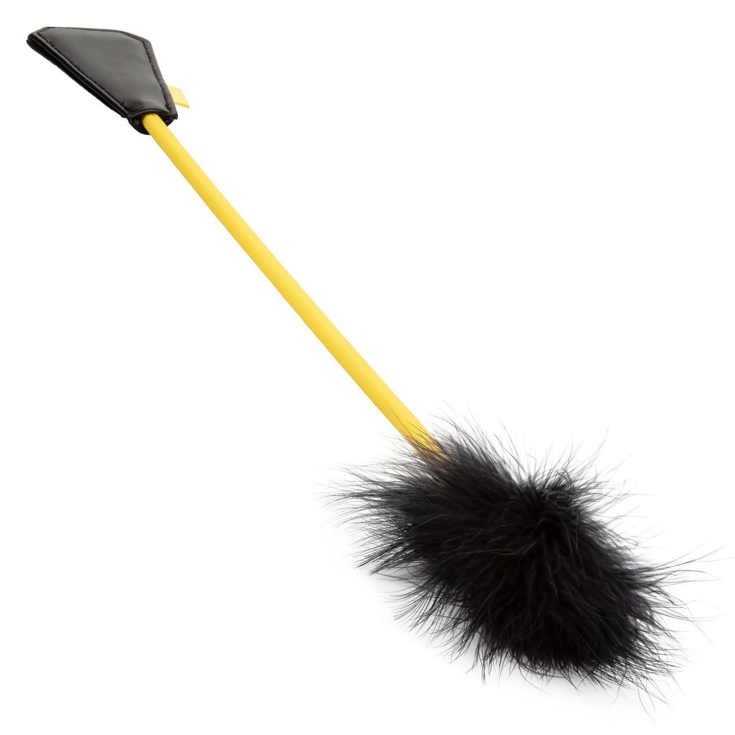 Boundless Feather Crop Black Faux Leather and Feather Tickler BDSM Dual Crop 15 Inch