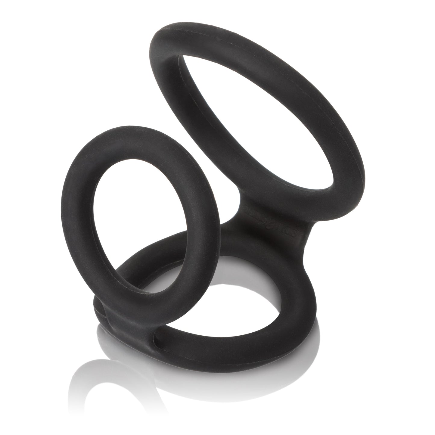 Maximizer Enhancer Triple Silicone Ring Set Black with 2 Inch Base, 1.5 Inch Scrotum, and 1.25 Inch Shaft Rings