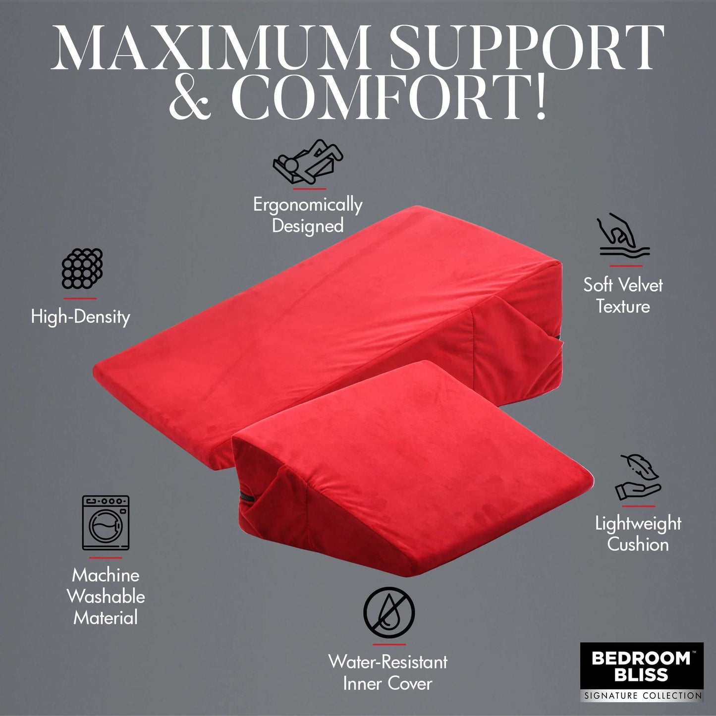 Love Cushion Set Foam Wedge Pillow Red