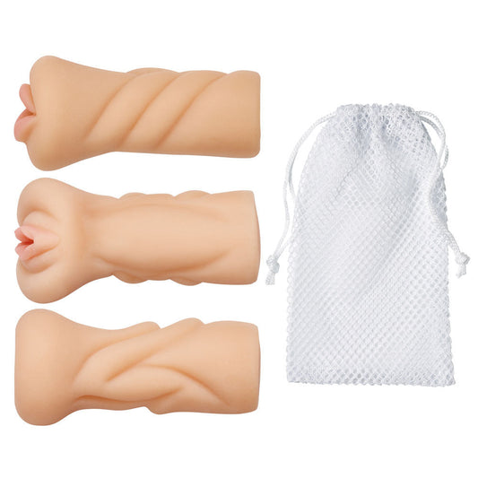 Trio Stroker Masturbator Kit – Compact Flesh, Ass, and Mouth Textures Male Masturbator > Sex Toys For Men > Masturbators > Manual