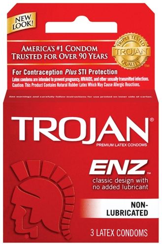 Trojan Enz Non-Lubricated Latex Condoms 3 Pack Adult Intimacy