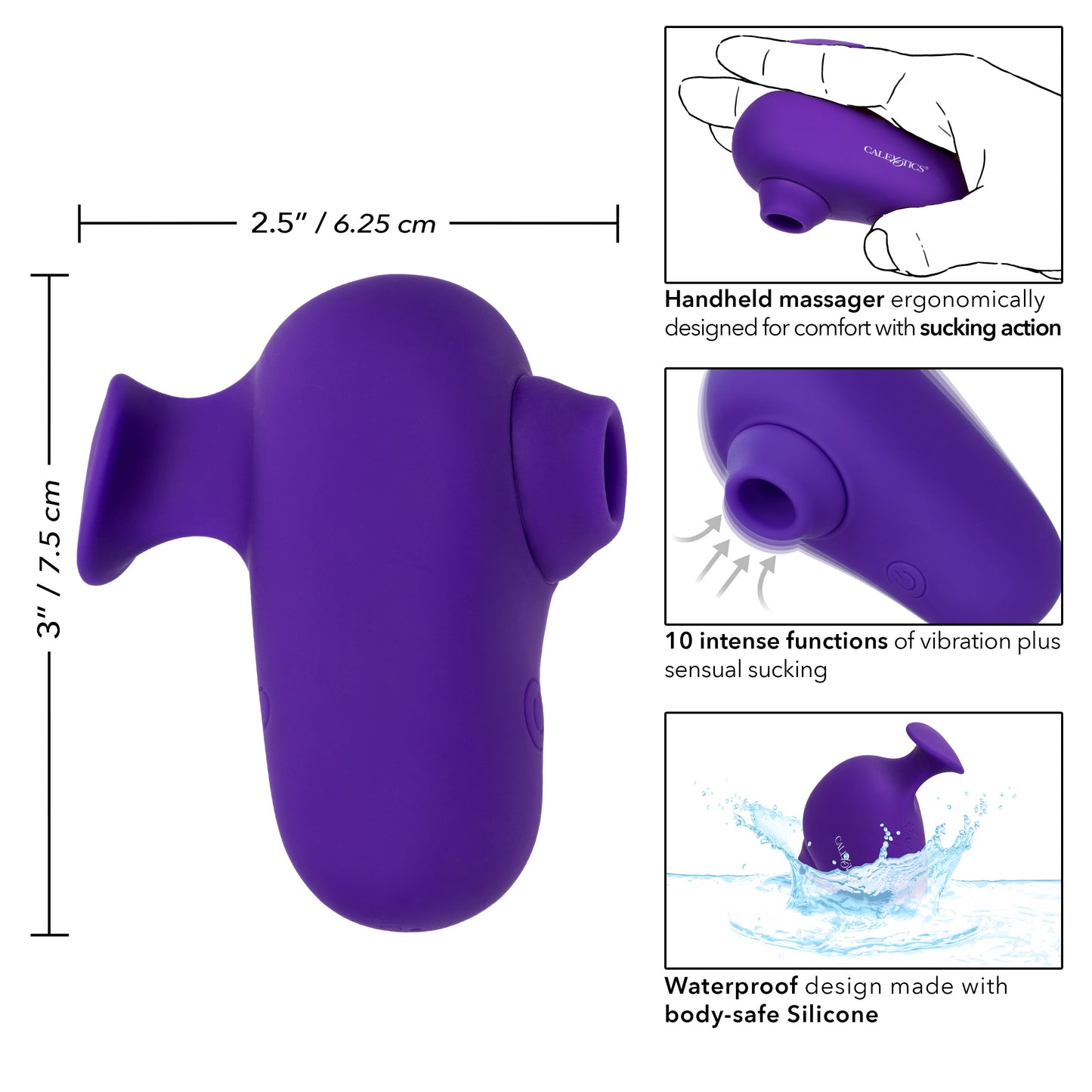 Neon Vibes The Kissing Vibe Purple Silicone Handheld Massager with 10 Functions and Rechargeable