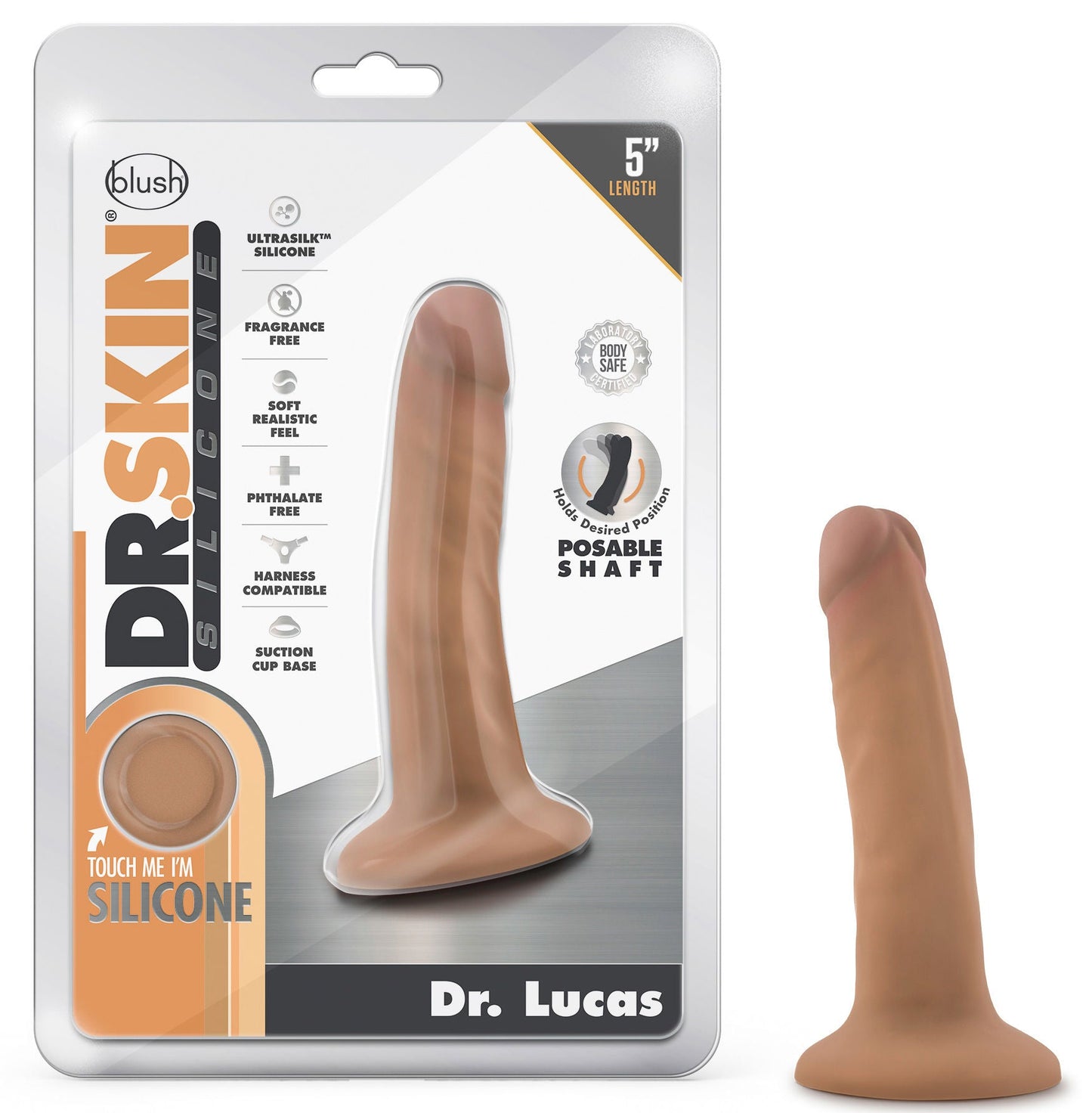 Dr. Skin Dr. Lucas (Mocha) – 5 Inch Silicone Dong With Suction Cup