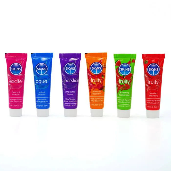Skins Vital and Fruity Sampler Tubes 12ml 6 Pack – Flavored Lubricant Set