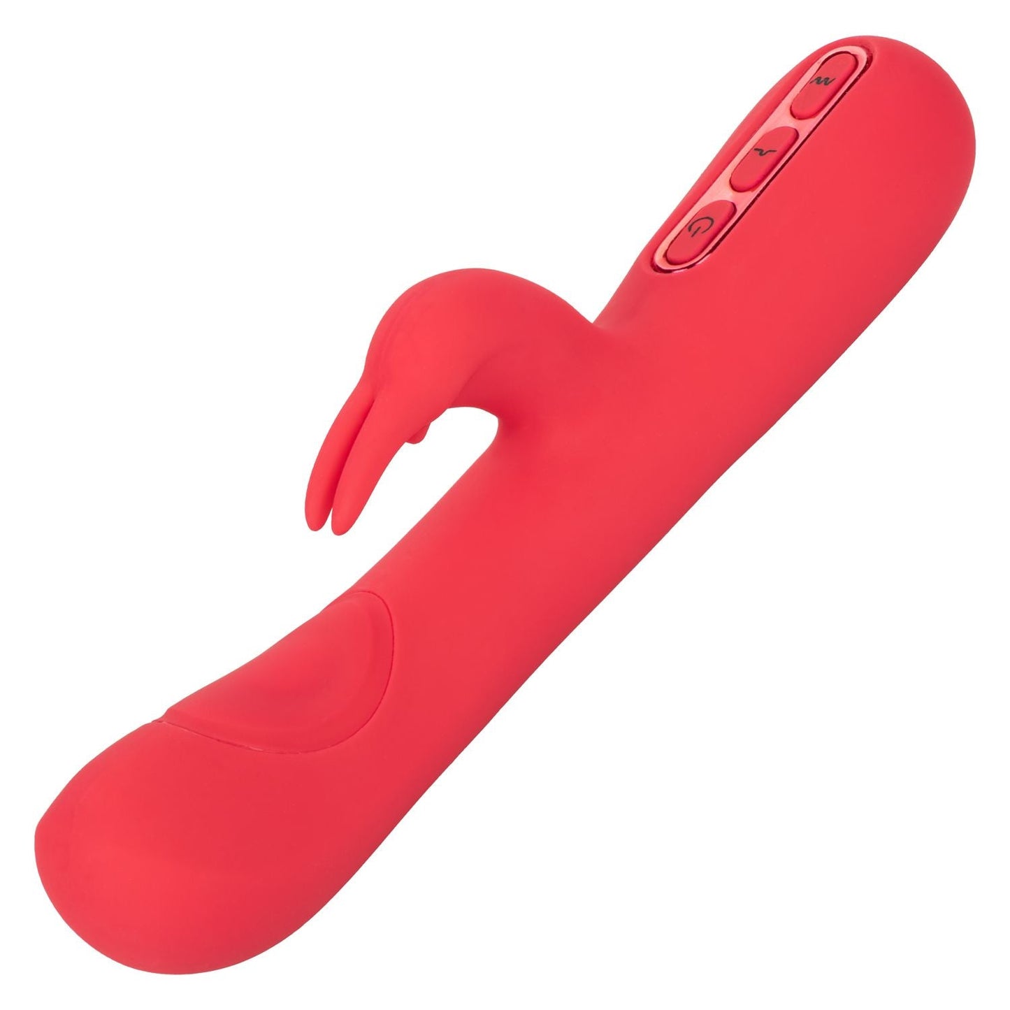 Throb Pulse Red Silicone Rabbit Vibrator with Double Thumping Action and 7 Vibration Functions