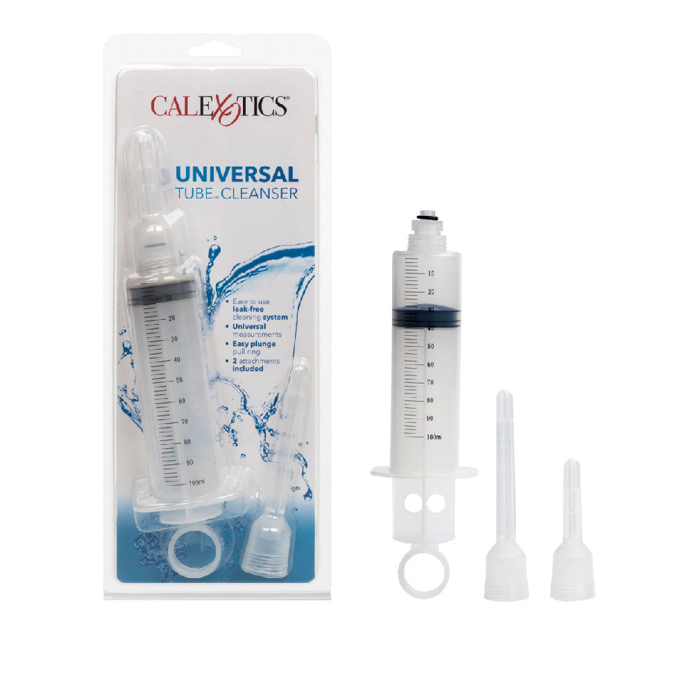 CalExotics Universal Tube Cleanser 3.5 fl oz Transparent Anal Douche with Two Attachments