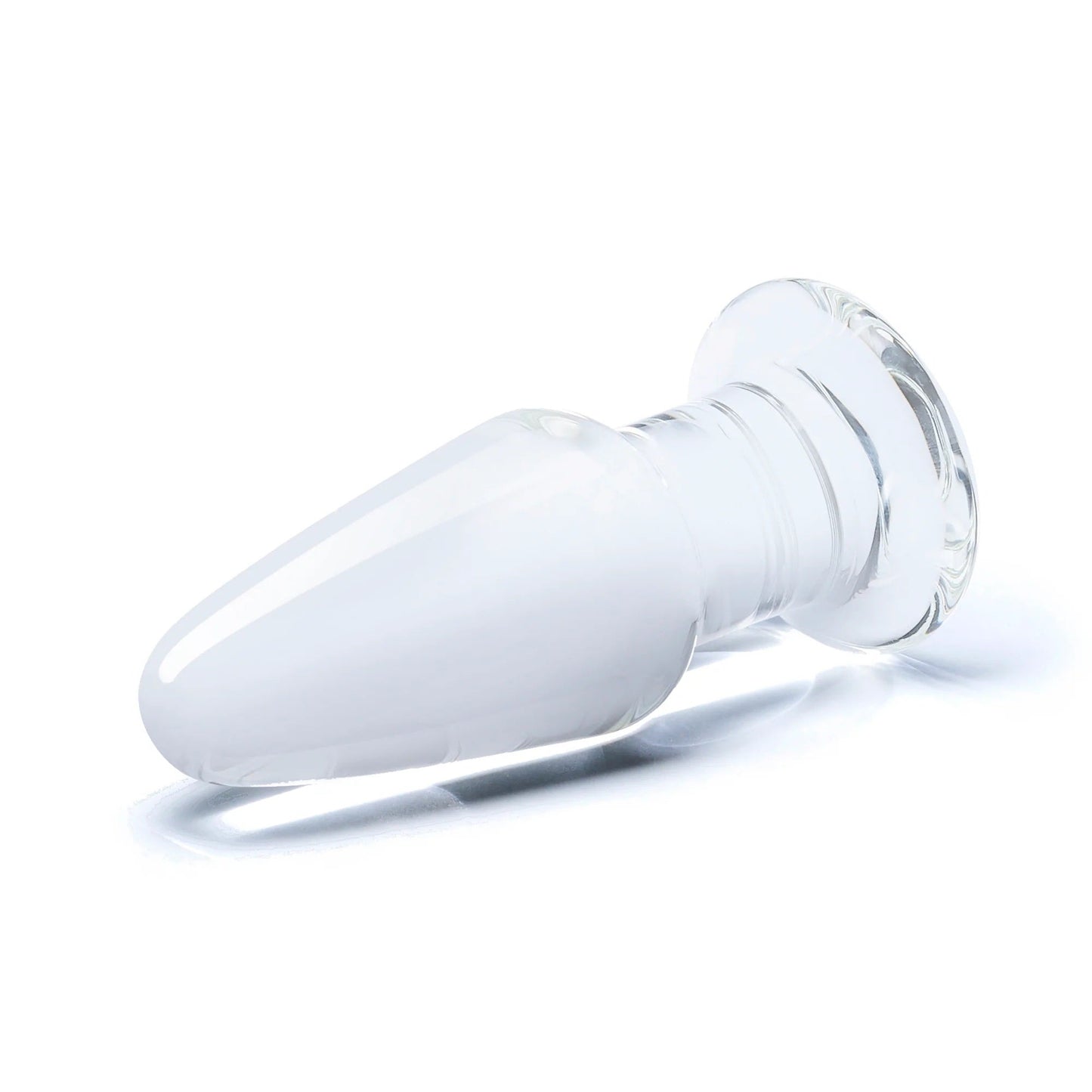 Glas 3.5 Inch Clear Hand Blown Glass Butt Plug with Tapered Tip for Beginner-Friendly Anal Play