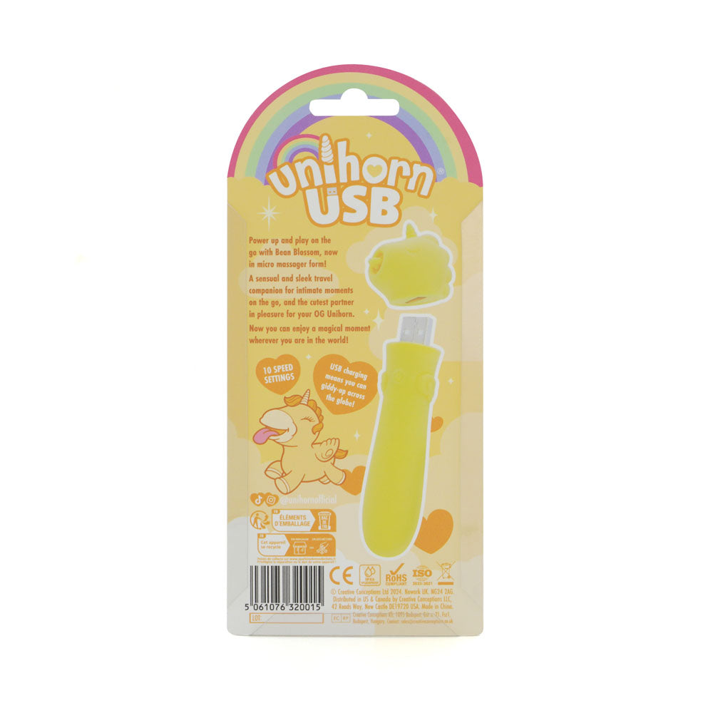 Unihorn USB Bullet (Bean Blossom Yellow) – Rechargeable 10-Speed Silicone Vibrator