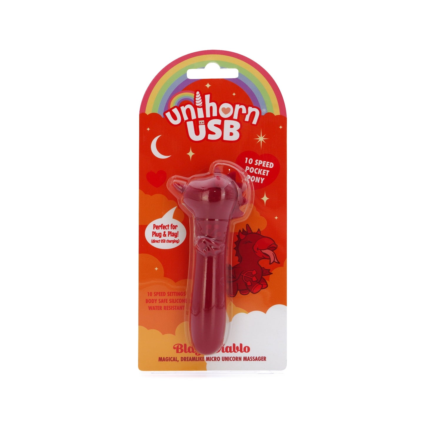 Unihorn Blaze Diablo (Red) – USB Rechargeable Silicone Bullet Vibrator with 10 Speeds