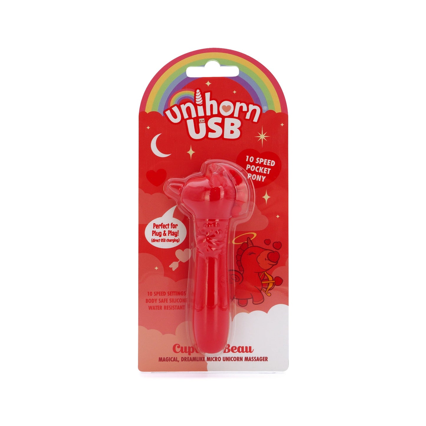 Unihorn Cupid's Beau (Red) – Silicone USB Bullet Vibrator with 10 Speeds