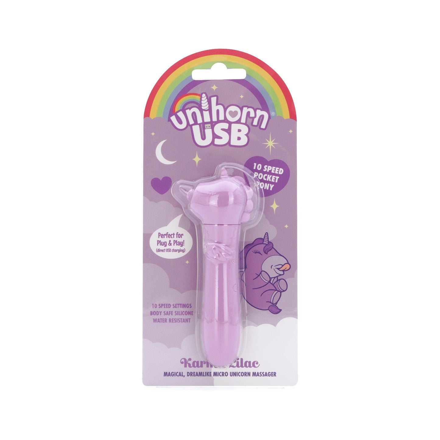 Unihorn Karma Lilac – USB Rechargeable Silicone Bullet Vibrator with 10 Speeds