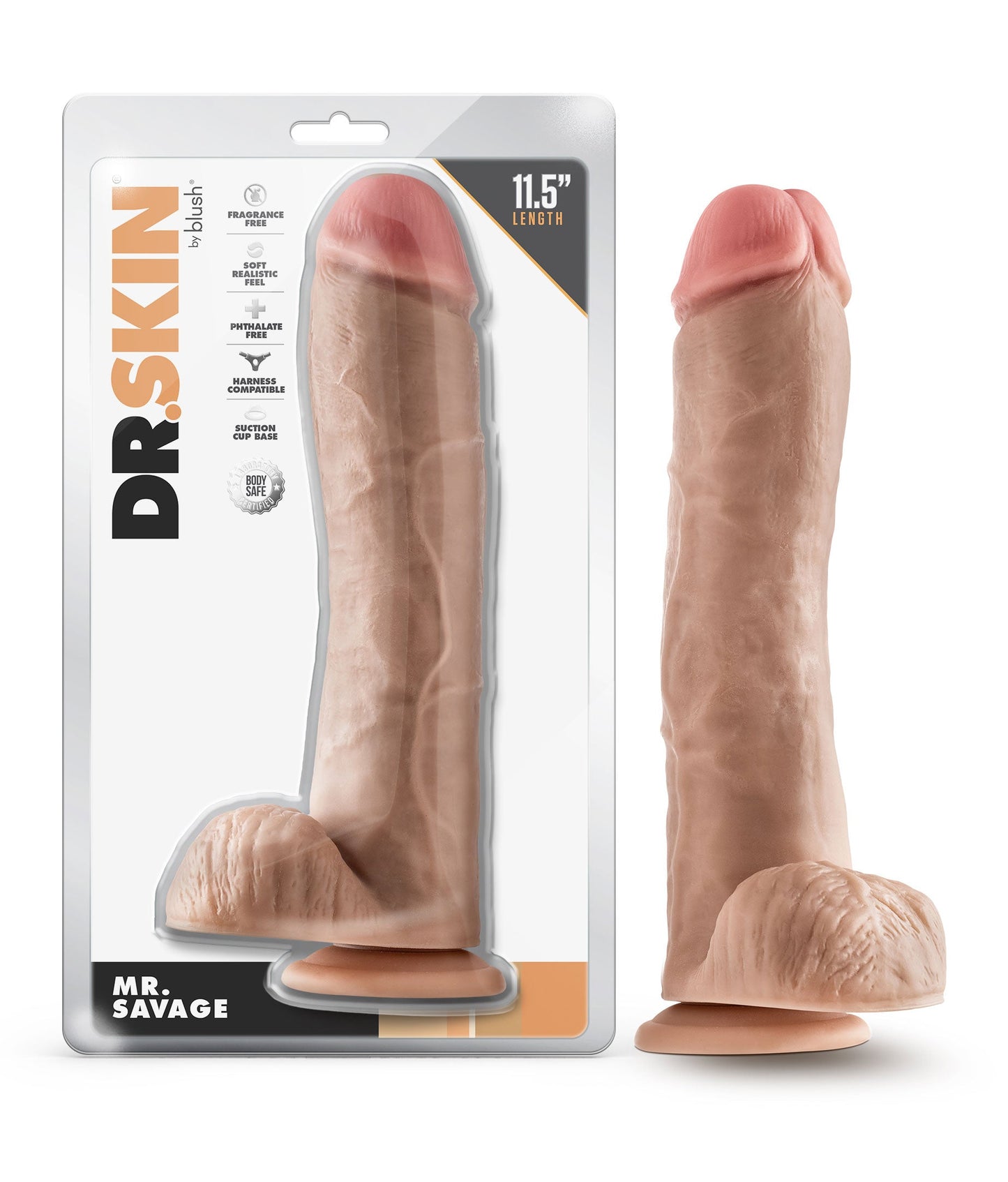 Dr. Skin Mr. Savage – 11.5 Inch Suction Cup Dildo with Balls