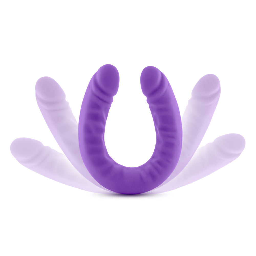 Ruse Silicone Slim 18in Purple Double Dong Dildo 1.5in Wide