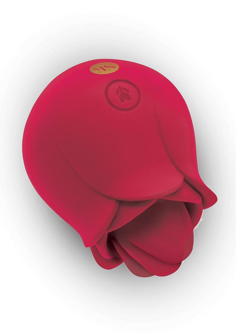 Rose Blossom Licker Tongue Vibrator with 10 Modes Red Silicone