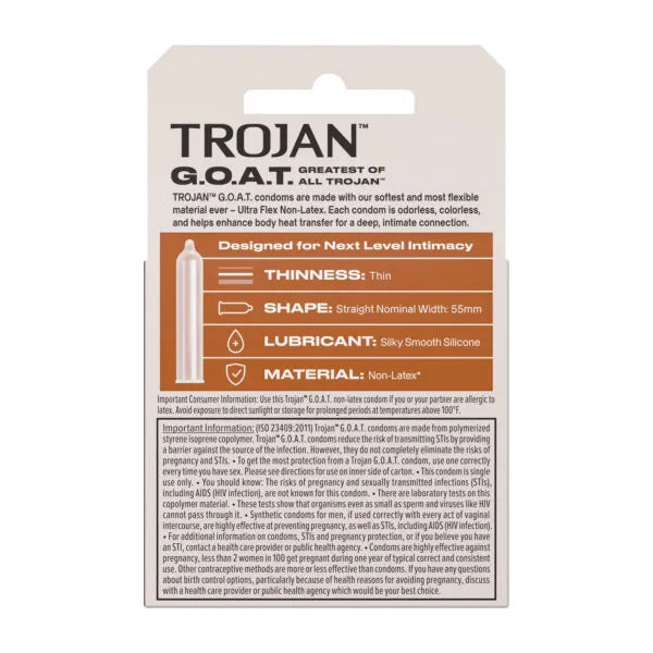 Trojan Goat Non-Latex Condoms 3 Pack – Flexible Non-Latex Condoms