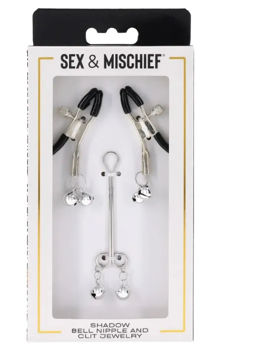 Shadow Bell Adjustable Nipple Clamps with Silver Bells – Nipple Jewelry