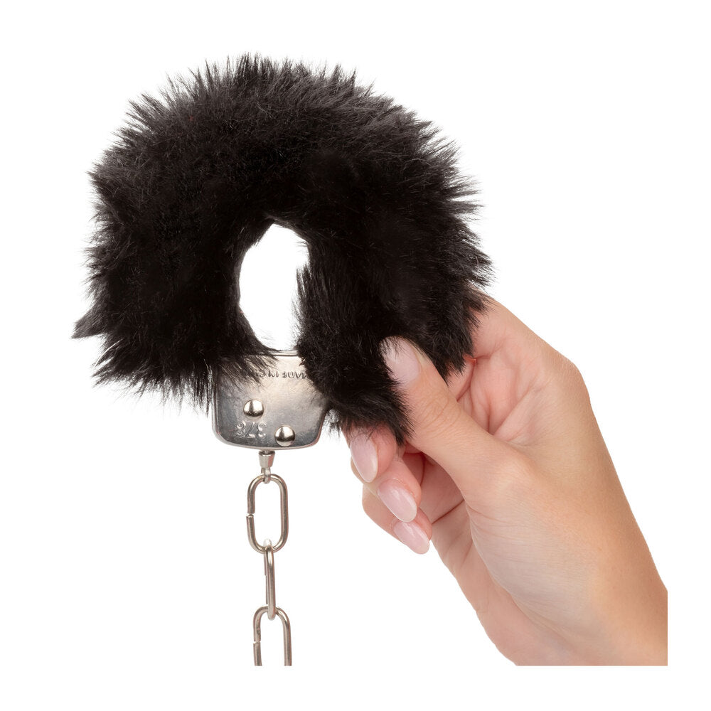 Ultra Fluffy Black Furry Bondage Cuffs